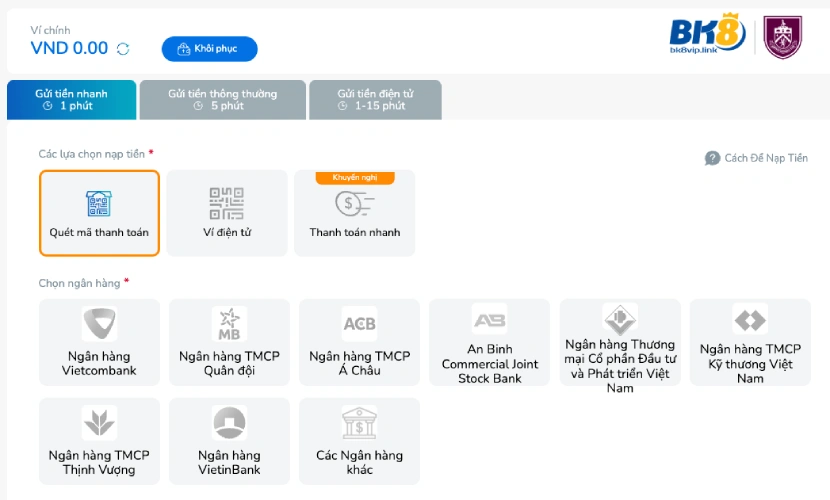 bk8cacphuongthucthanhtoan BK8 Link Truy cập nhanh cá cược đỉnh cao Các Phương Thức Nạp Tiền và Rút Tiền tại BK8